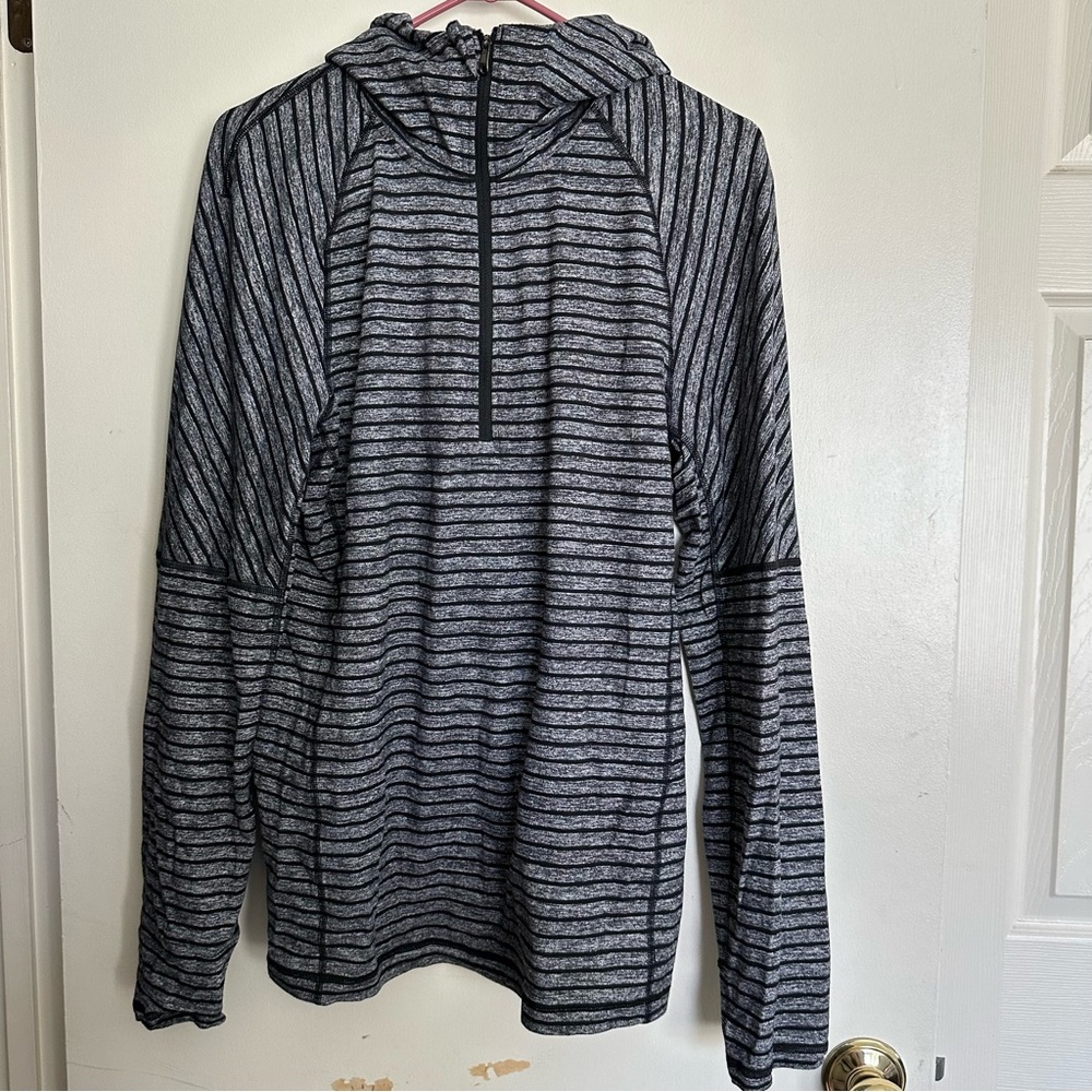 Lululemon Men's Striped Gray Quarter Zip
